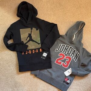 NWT Air Jordan Black and Gray Hoodies with Camouflage and Red Accents Size Med